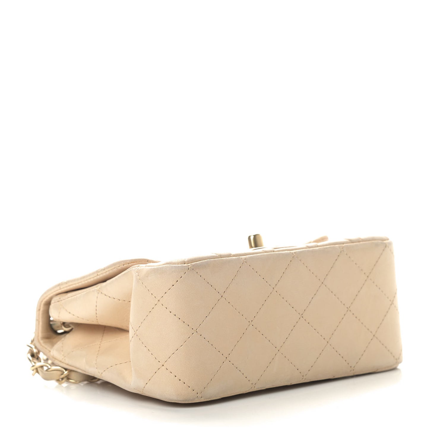 Lambskin Quilted Mini Square Flap Beige