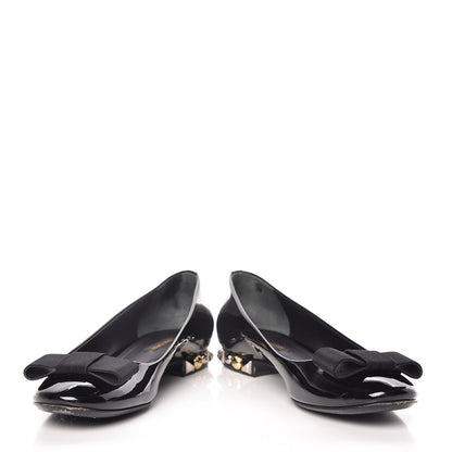 Louis Vuitton Patent Grosgrain Bow Ballet Flats 40 Black 5 of 16
