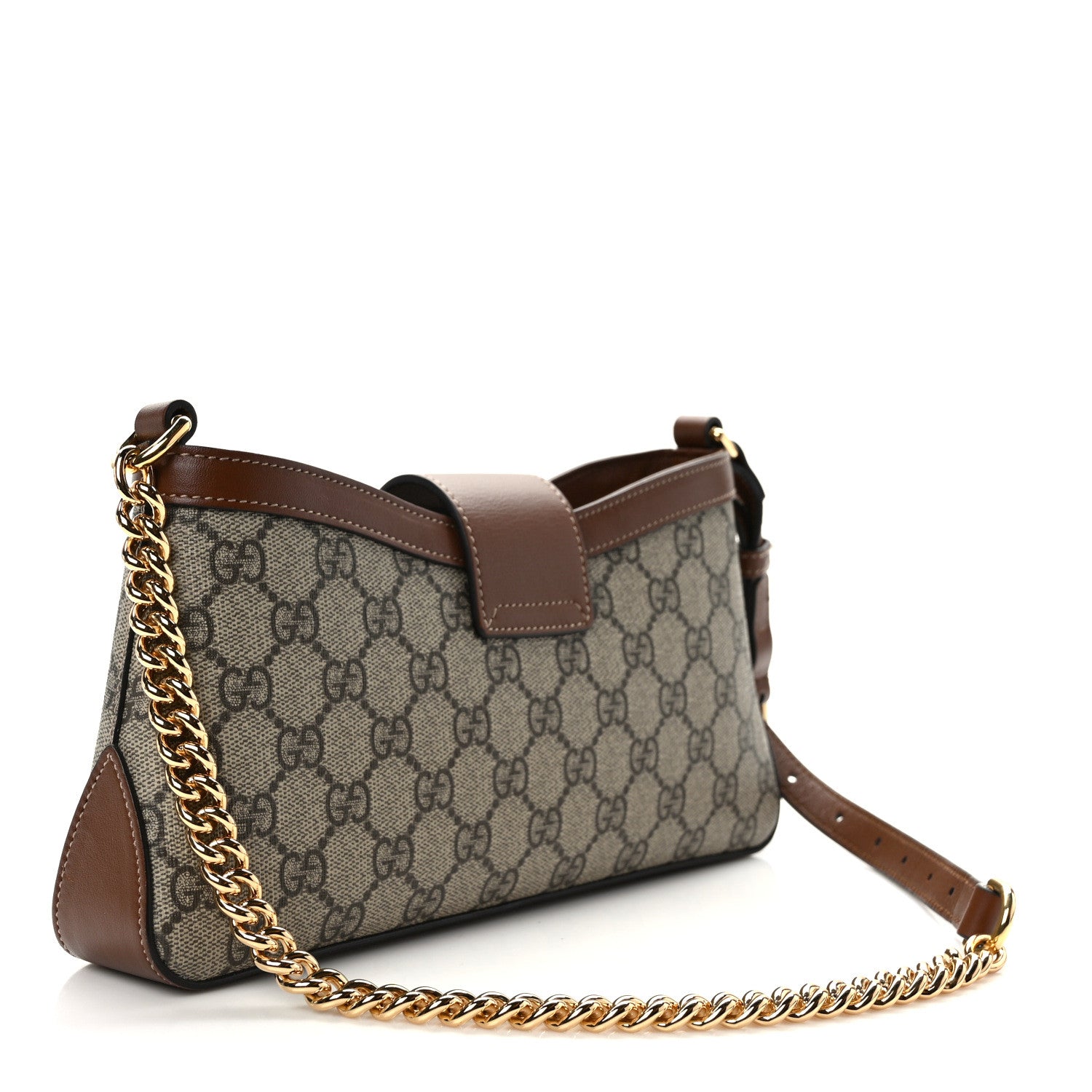 Gucci GG Supreme Monogram Calfskin Small Padlock Chain Shoulder Bag Beige Ebony Brown Sugar 3 of 11