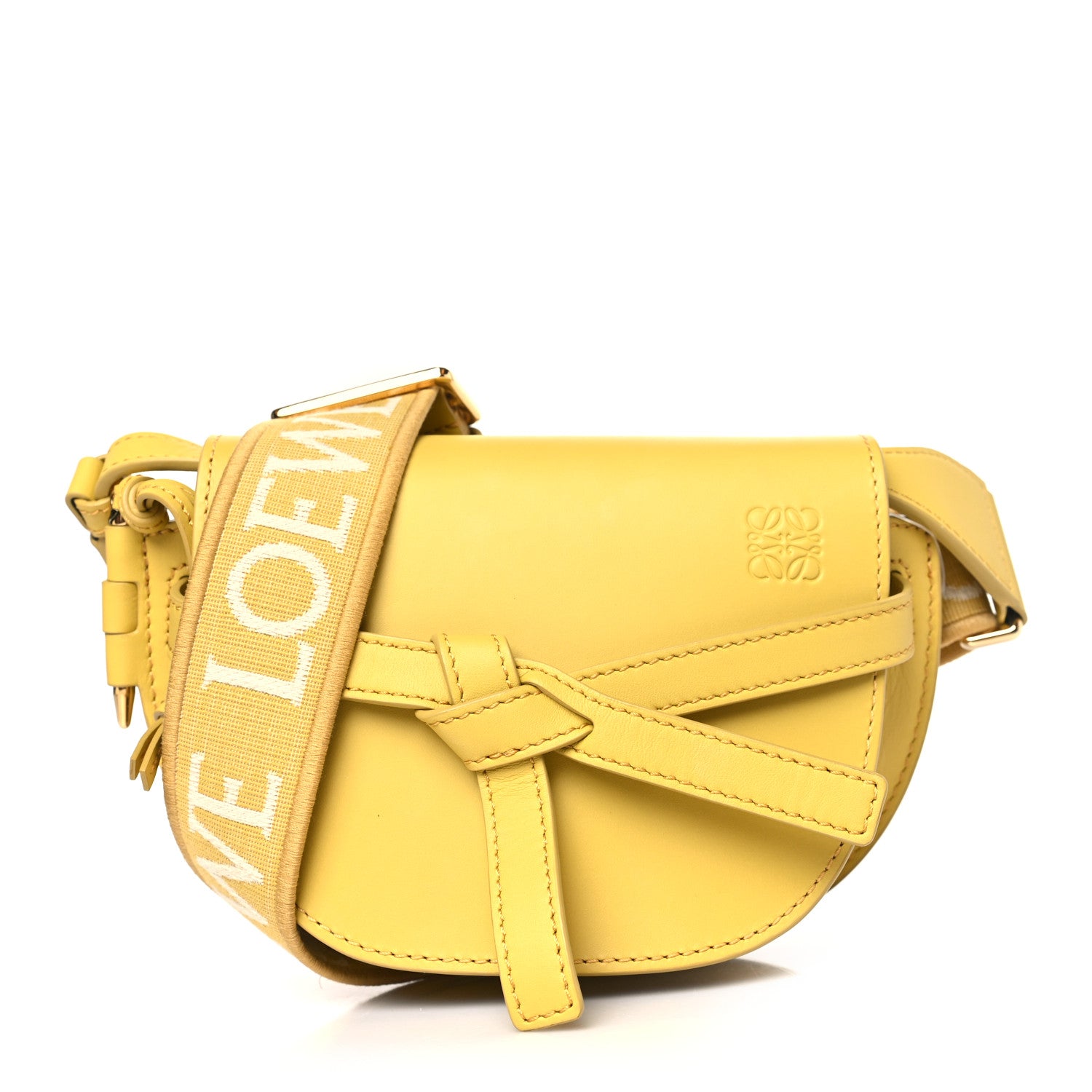 Loewe Calfskin Jacquard Mini Gate Dual Bag Dark Yellow 1 of 9