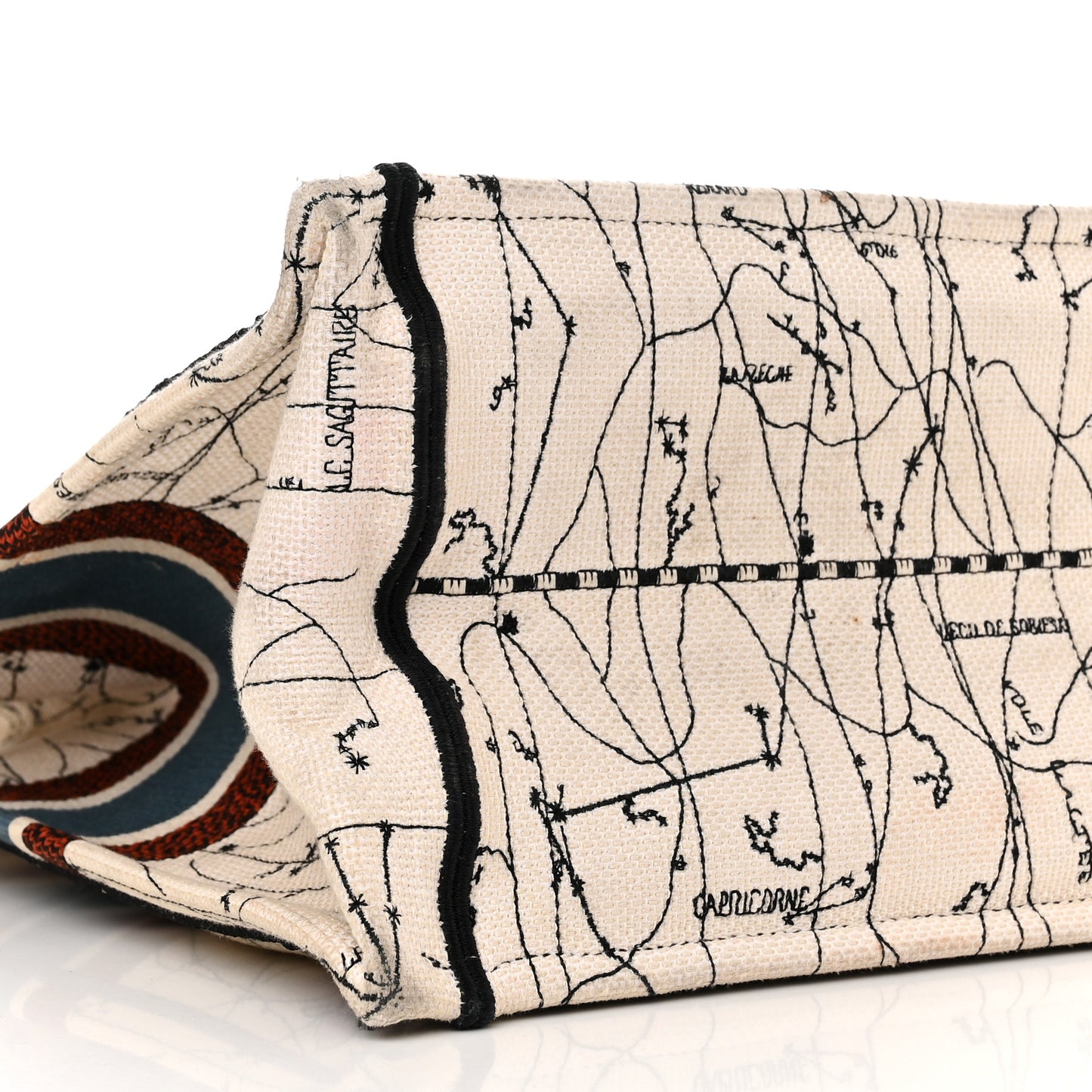 Canvas Embroidered Large Zodiac Book Tote Latte Multicolor