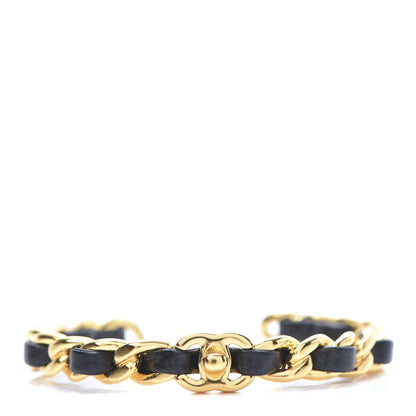 Chanel Lambskin More Is More Cuff Bracelet Black Gold 1 of 5
