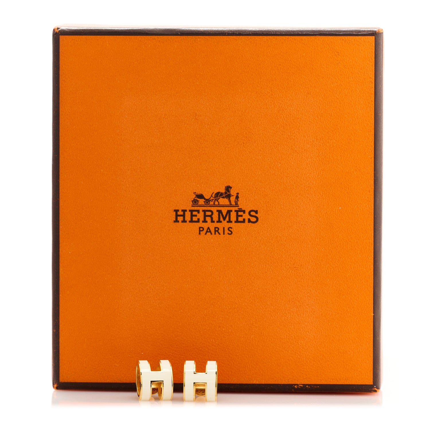 Hermes Gold Lacquered Mini Pop H Earrings White 5 of 5
