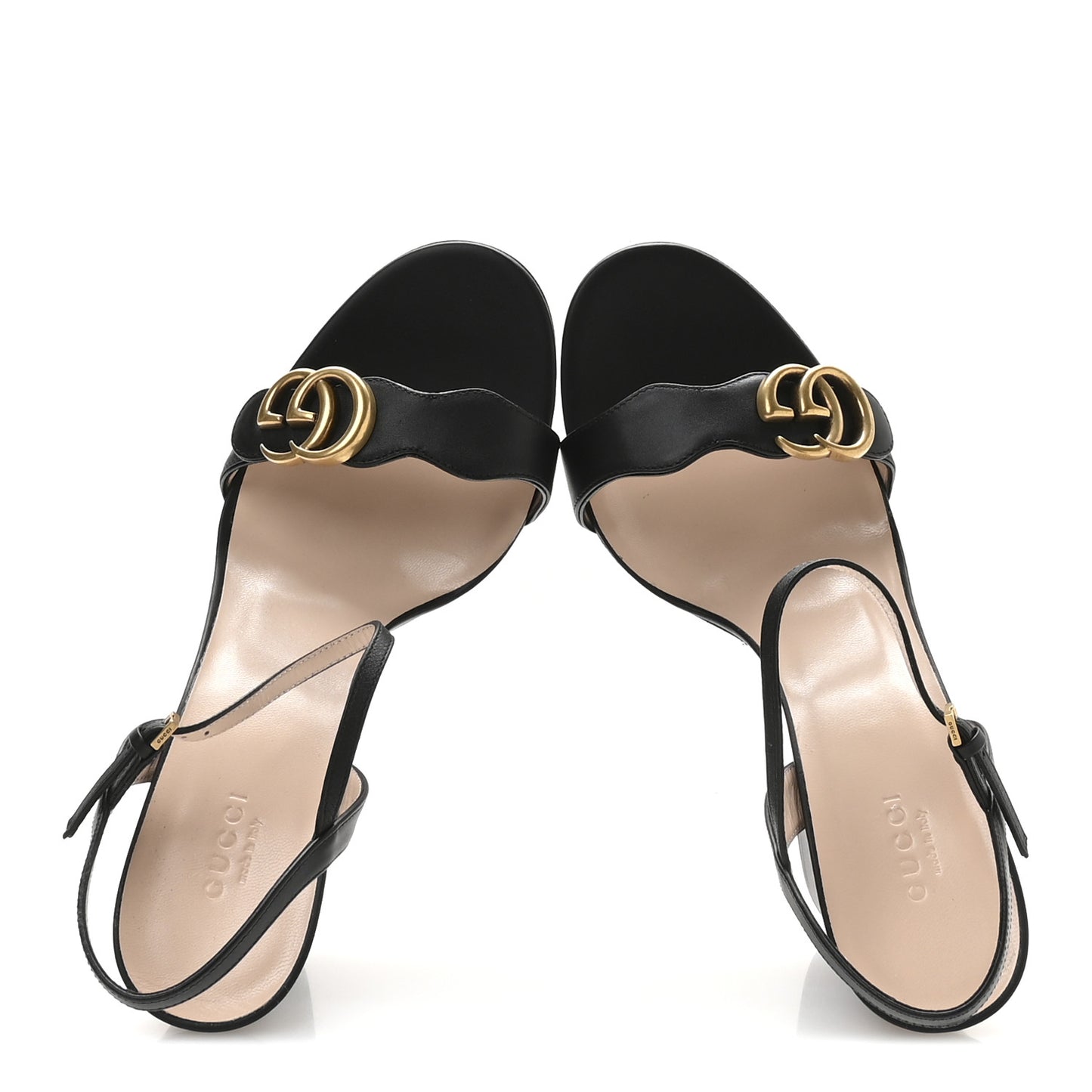 Lifford Calfskin GG Marmont Ankle Wrap 105mm Sandals 41 Black
