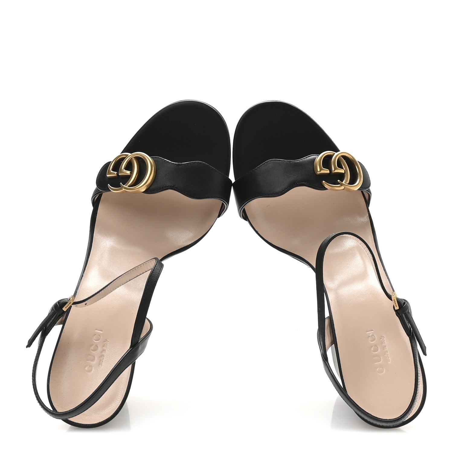 Gucci Lifford Calfskin GG Marmont Ankle Wrap 105mm Sandals 41 Black 2 of 8