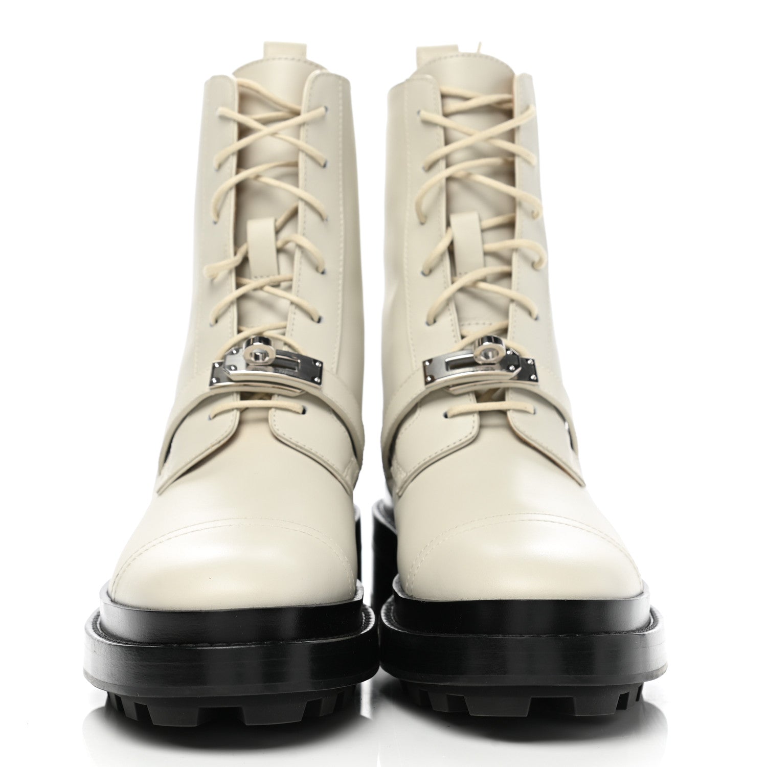 Hermes Glossed Calfskin Funk Ankle Boots 37 Beige Glaise 2 of 9