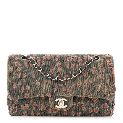 Chanel Distressed Denim Quilted Medium Double Flap Grey Pink 1 of 12