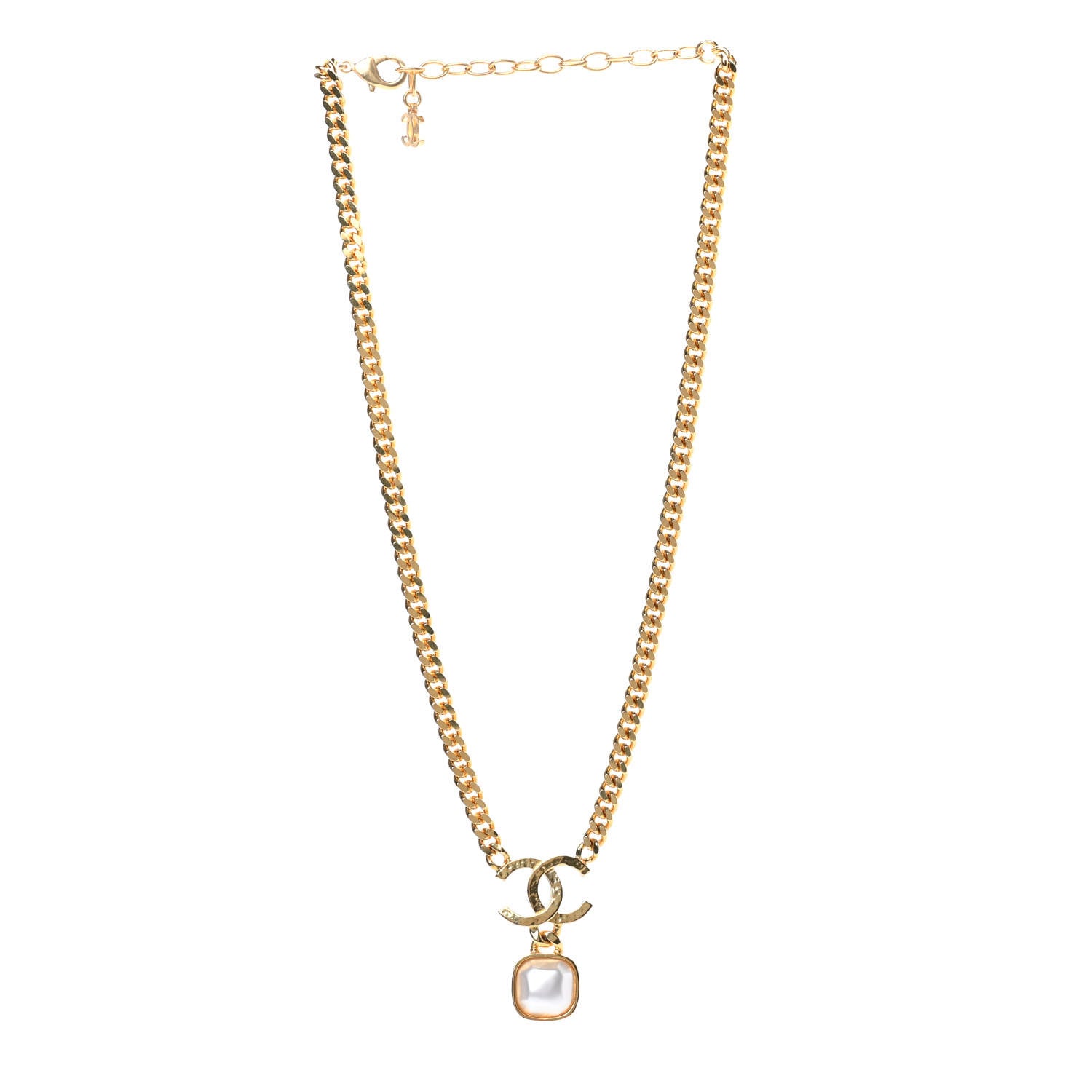 Chanel Metal Pearl Natural Stones CC Necklace Gold 3 of 5