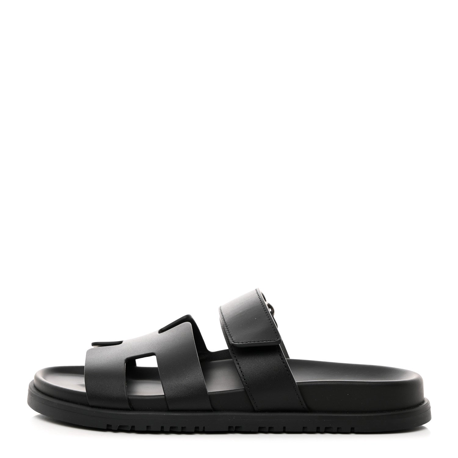 Hermes Calfskin Womens Chypre Sandals 38 Black 1 of 9