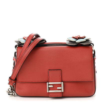 Fendi Vitello Dolce Flowerland Bi-Color Studded Micro Double Baguette Bloody Mary Carbone 1 of 11