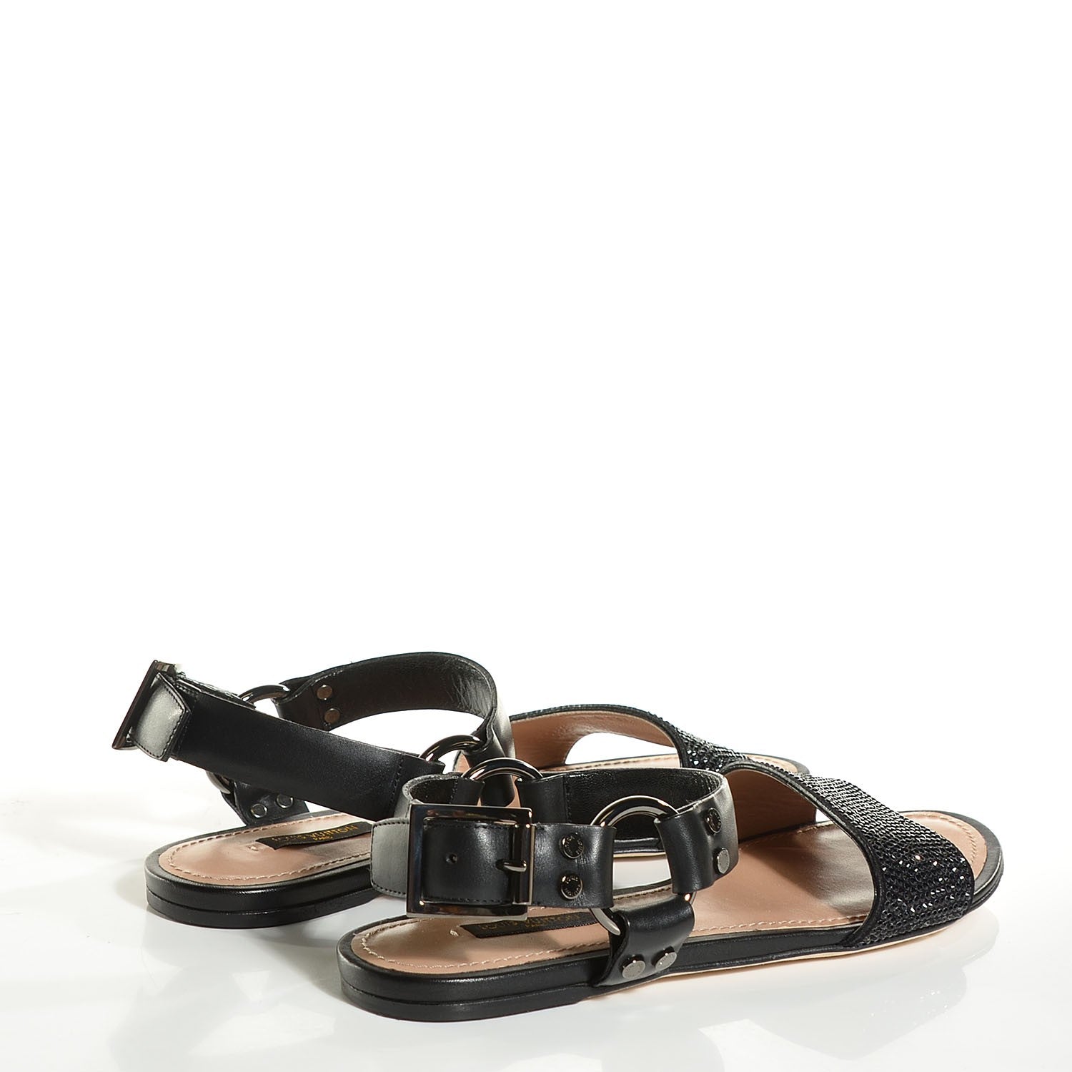 Louis Vuitton Calfskin Strass Backstage Flat Sandals 38.5 Black 4 of 8