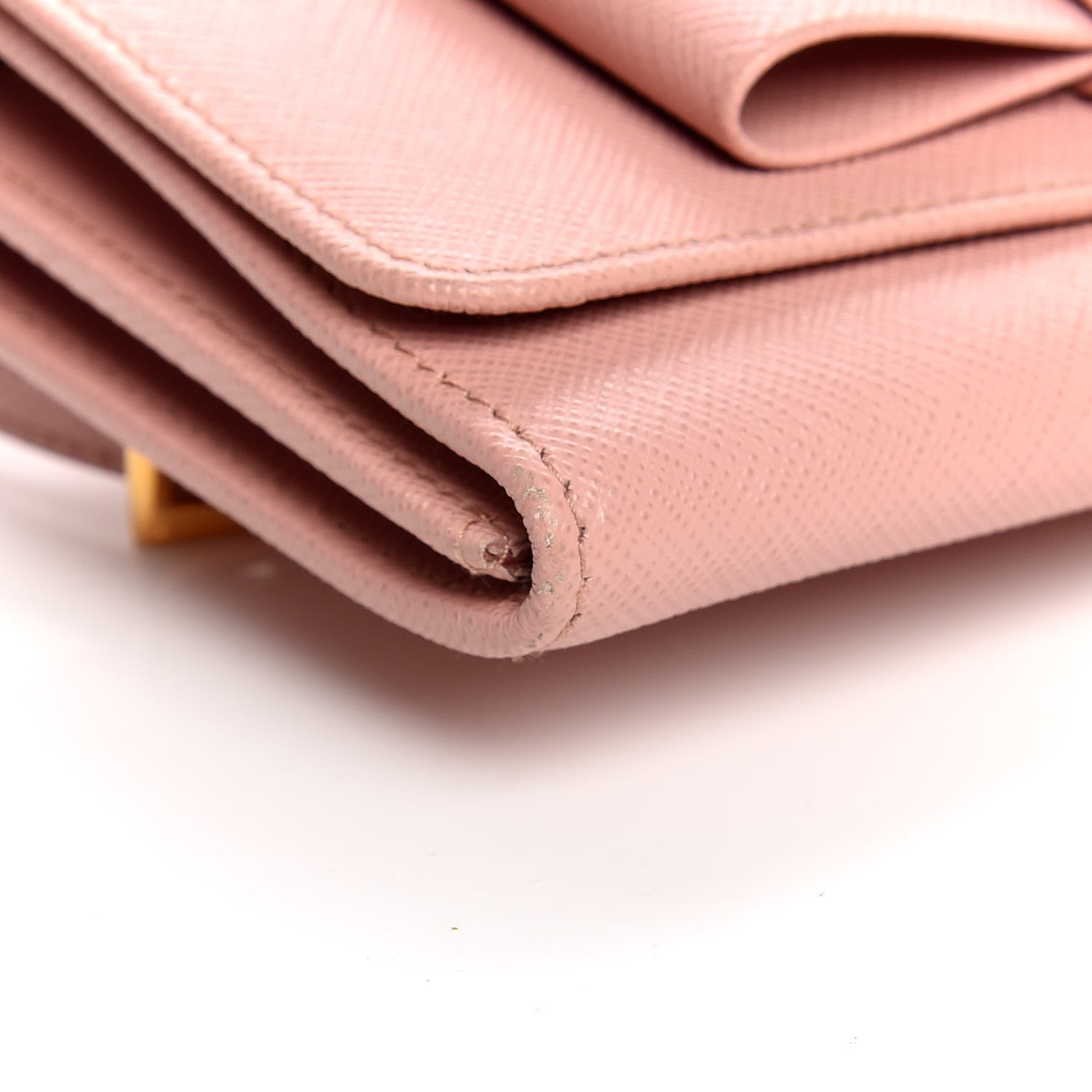 Prada Saffiano Fiocco Bow Flap Wallet Orchidea 8 of 9