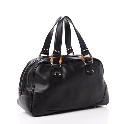 Gucci Calfskin Bamboo Boston Black 3 of 11