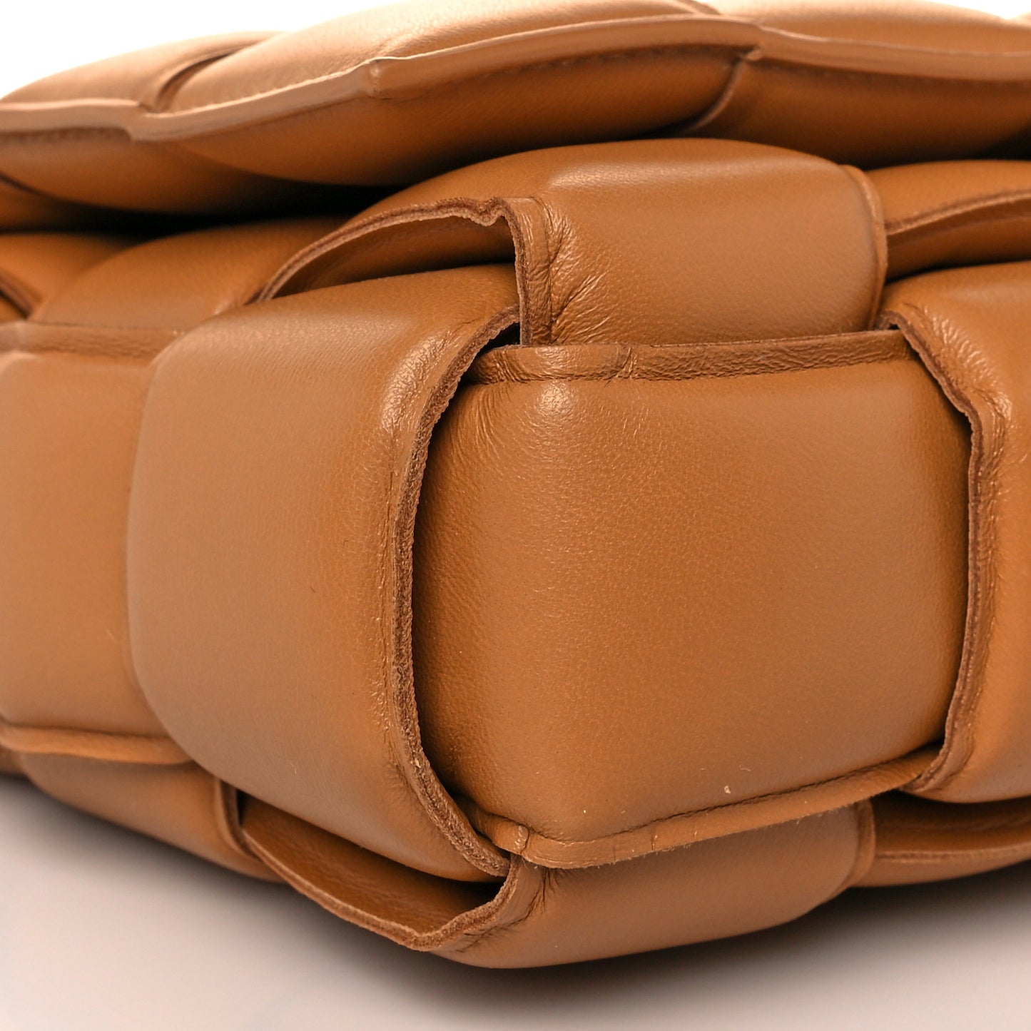 Lambskin Maxi Intreccio Padded Chain Cassette Crossbody Bag Caramel