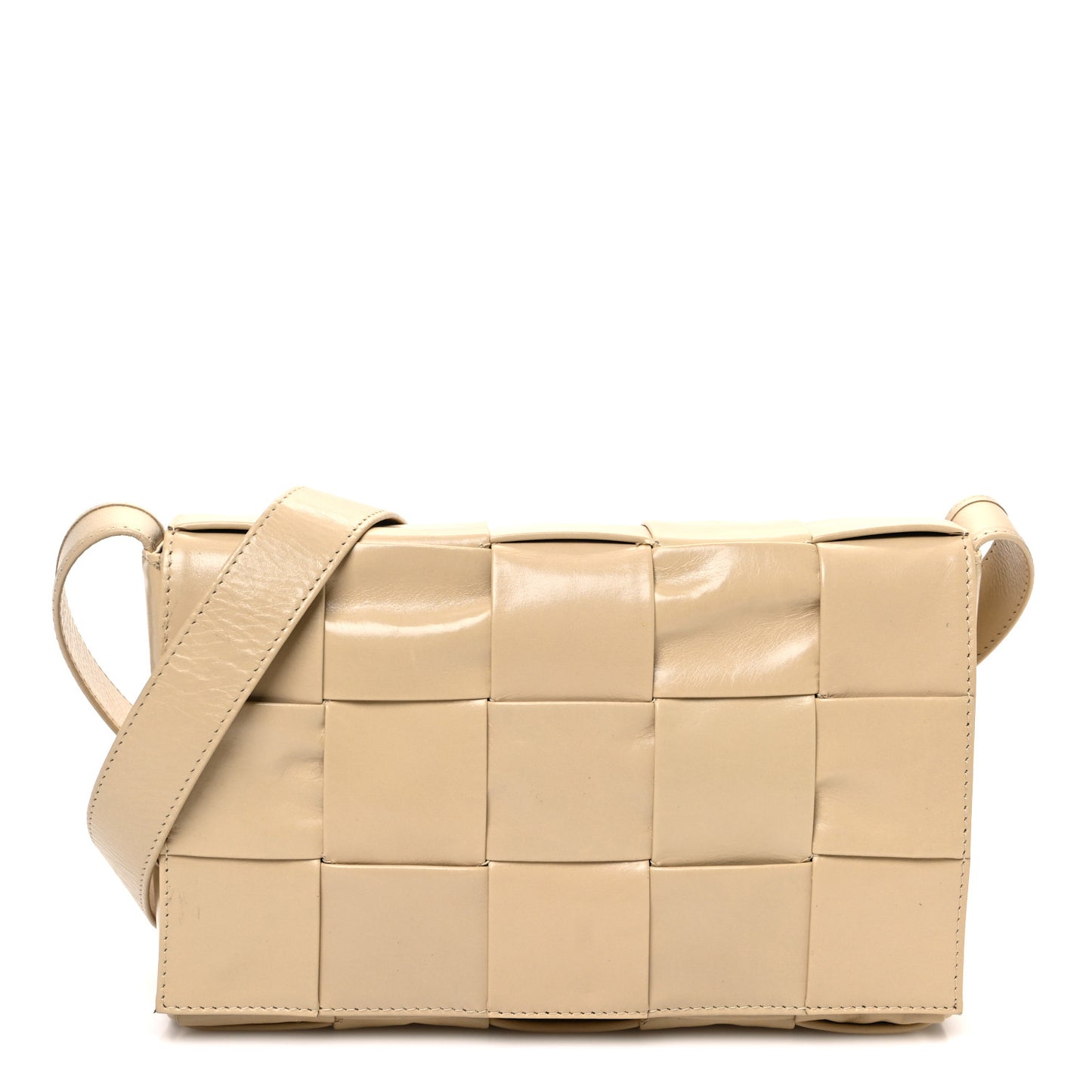 Paper Calfskin Maxi Intrecciato Cassette Crossbody Bag Porridge