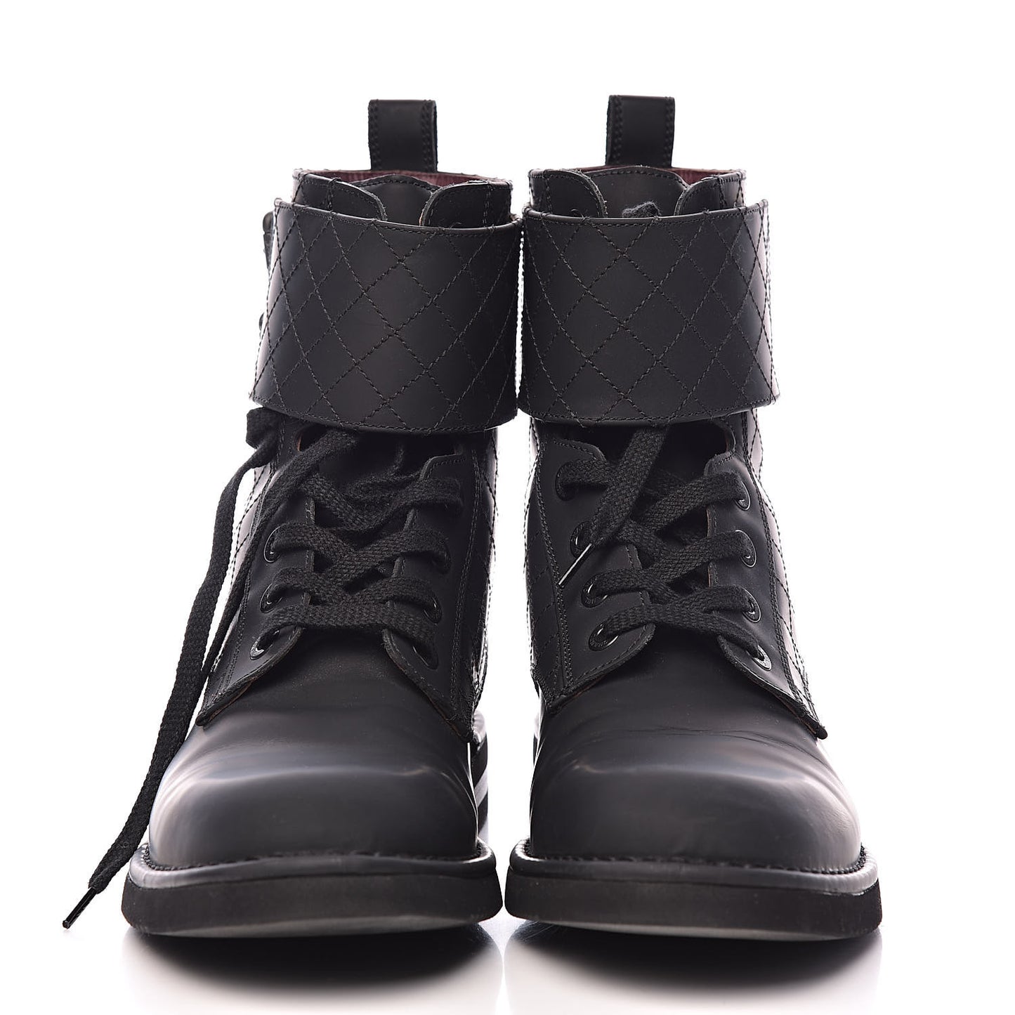 Suede Calfskin Quilted Mens Combat Short Boots 41.5 Black