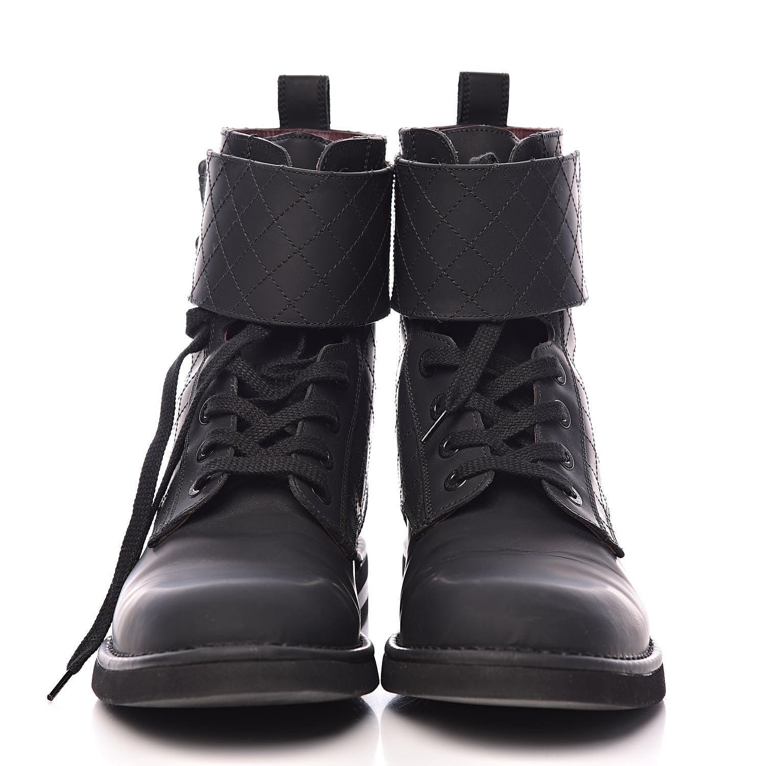 Chanel Suede Calfskin Quilted Mens Combat Short Boots 41.5 Black 2 of 12