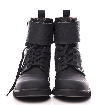 Chanel Suede Calfskin Quilted Mens Combat Short Boots 41.5 Black 2 of 12
