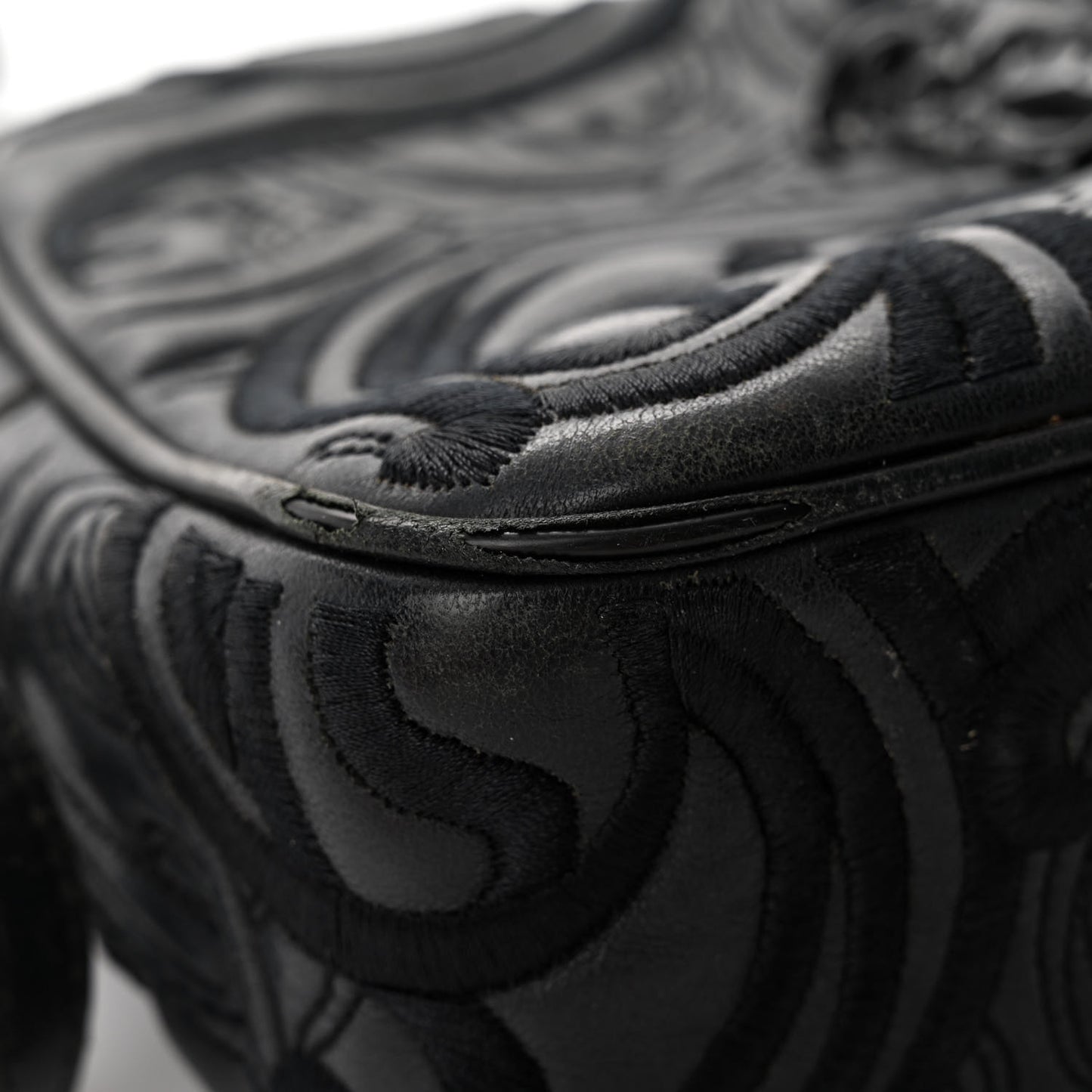 Nappa Embroidered Baroque Palazzo Camera Bag Black