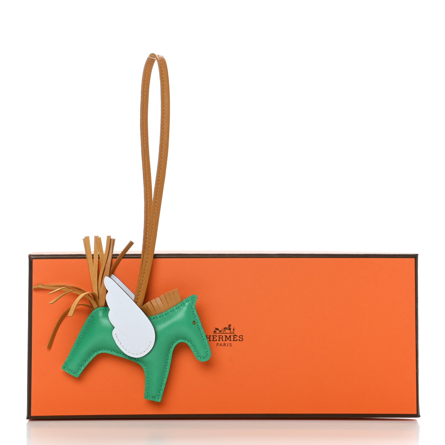 Hermes Milo Lambskin Grigri Rodeo Pegase Horse Bag Charm PM Menthe Sesame Bleu Brume 3 of 5