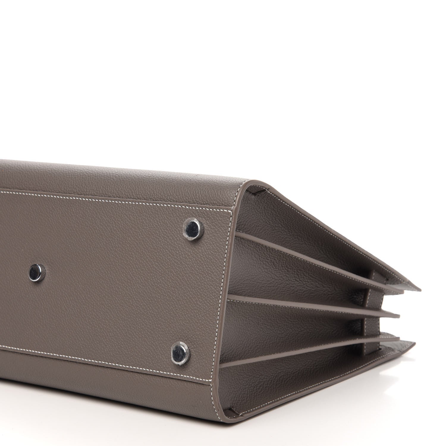 Saint Laurent Grained Calfskin Topstitch Small Sac De Jour Grey 7 of 9