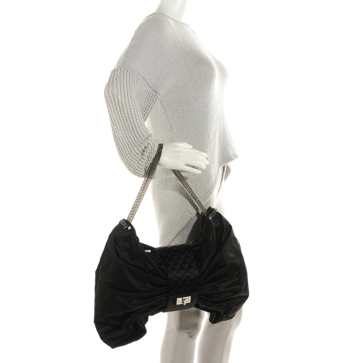 Satin Large Bow Bag Black