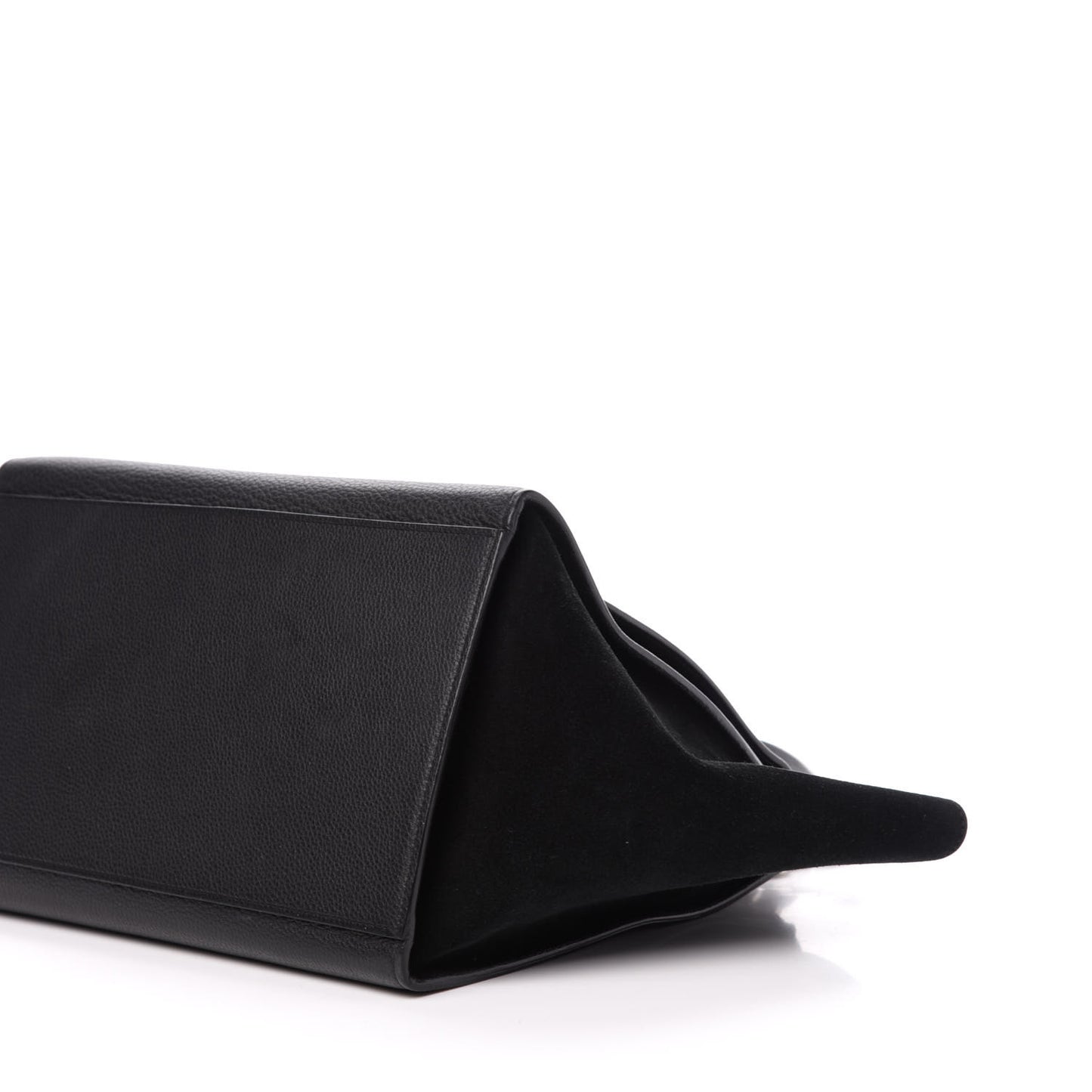 Drummed Calfskin Suede Medium Trapeze Black