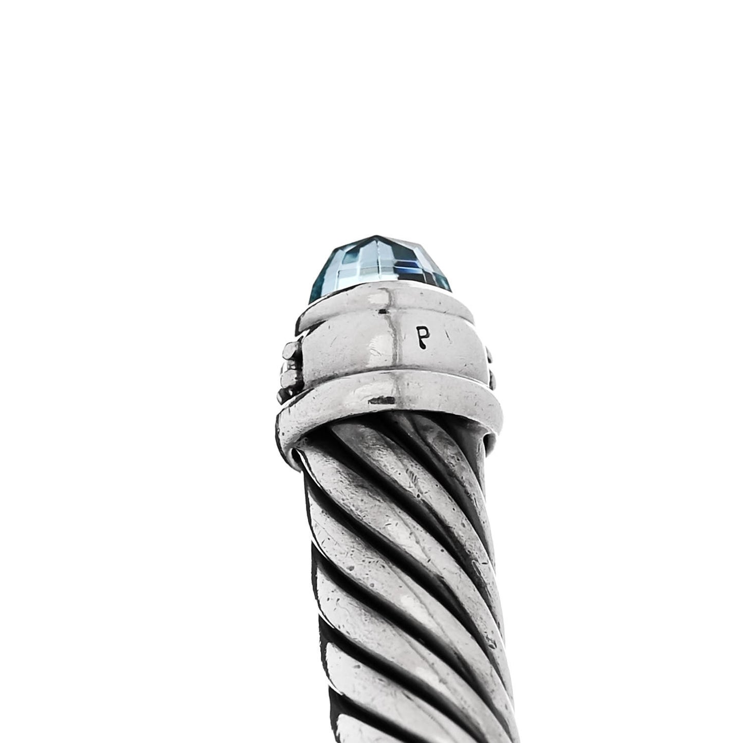 Sterling Silver Diamond Blue Topaz 5mm Cable Classics Bracelet