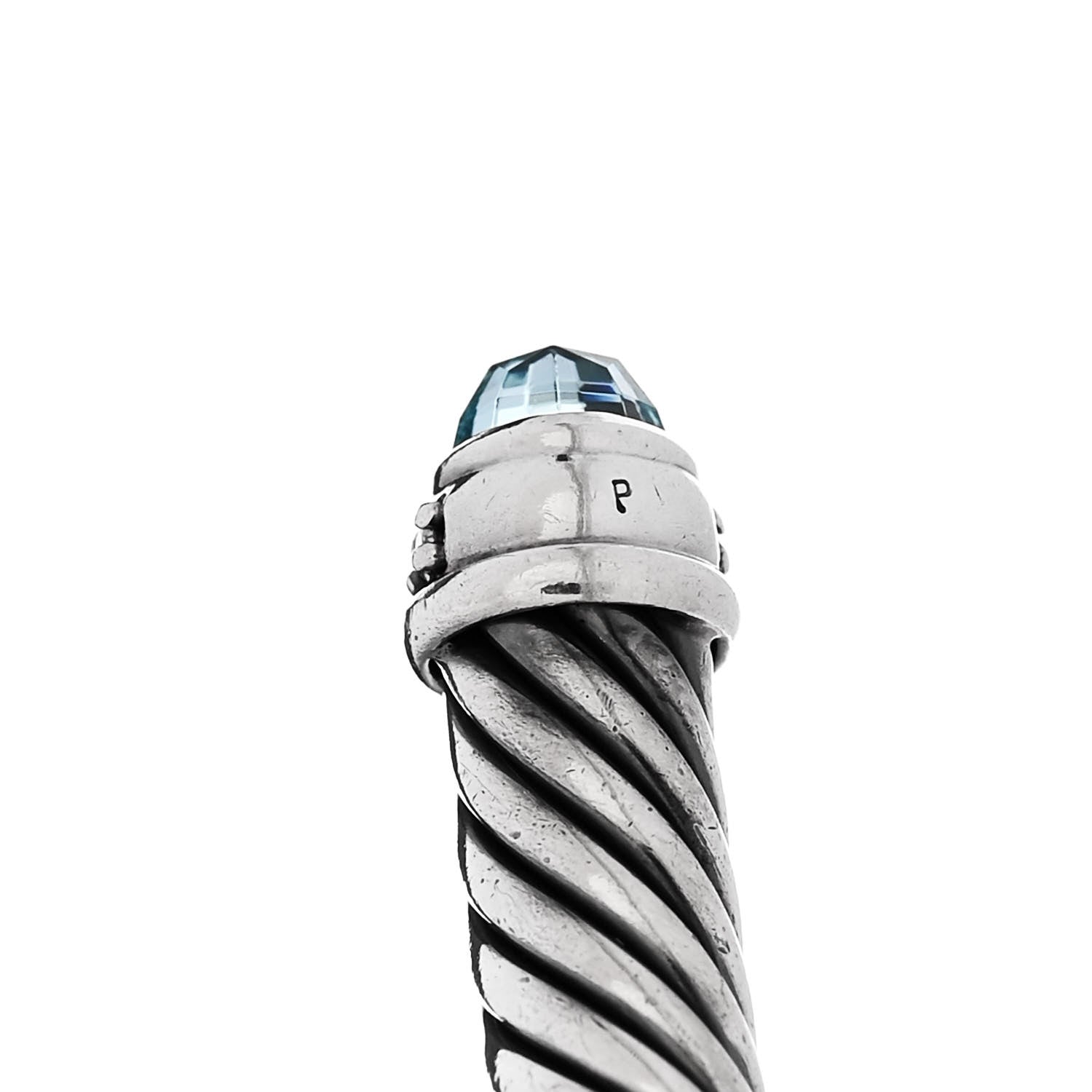 David Yurman Sterling Silver Diamond Blue Topaz 5mm Cable Classics Bracelet 4 of 4
