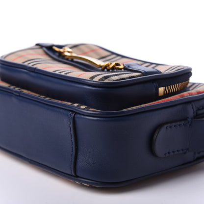 Burberry Smooth Calfskin 1983 Knight Check Link Camera Bag Navy 7 of 10