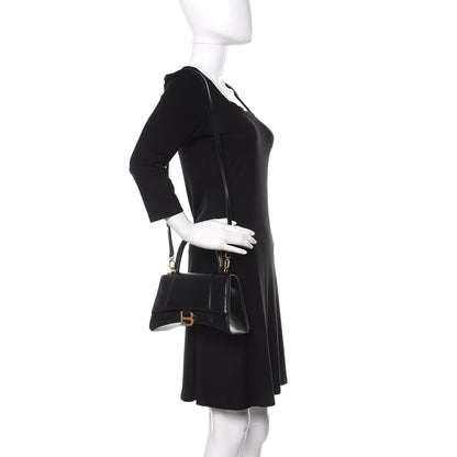 Balenciaga Shiny Box Calfskin Small Hourglass Top Handle Bag Black 2 of 8