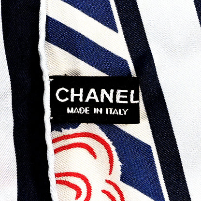 Chanel Silk Camellia Stripe CC Scarf Multicolor 3 of 3