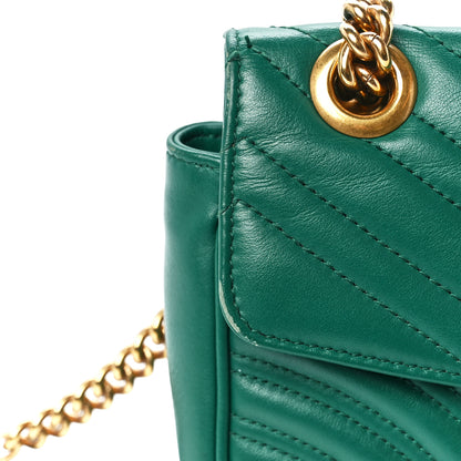 Gucci Calfskin Matelasse Small GG Marmont Shoulder Bag Emerald Green 14 of 15