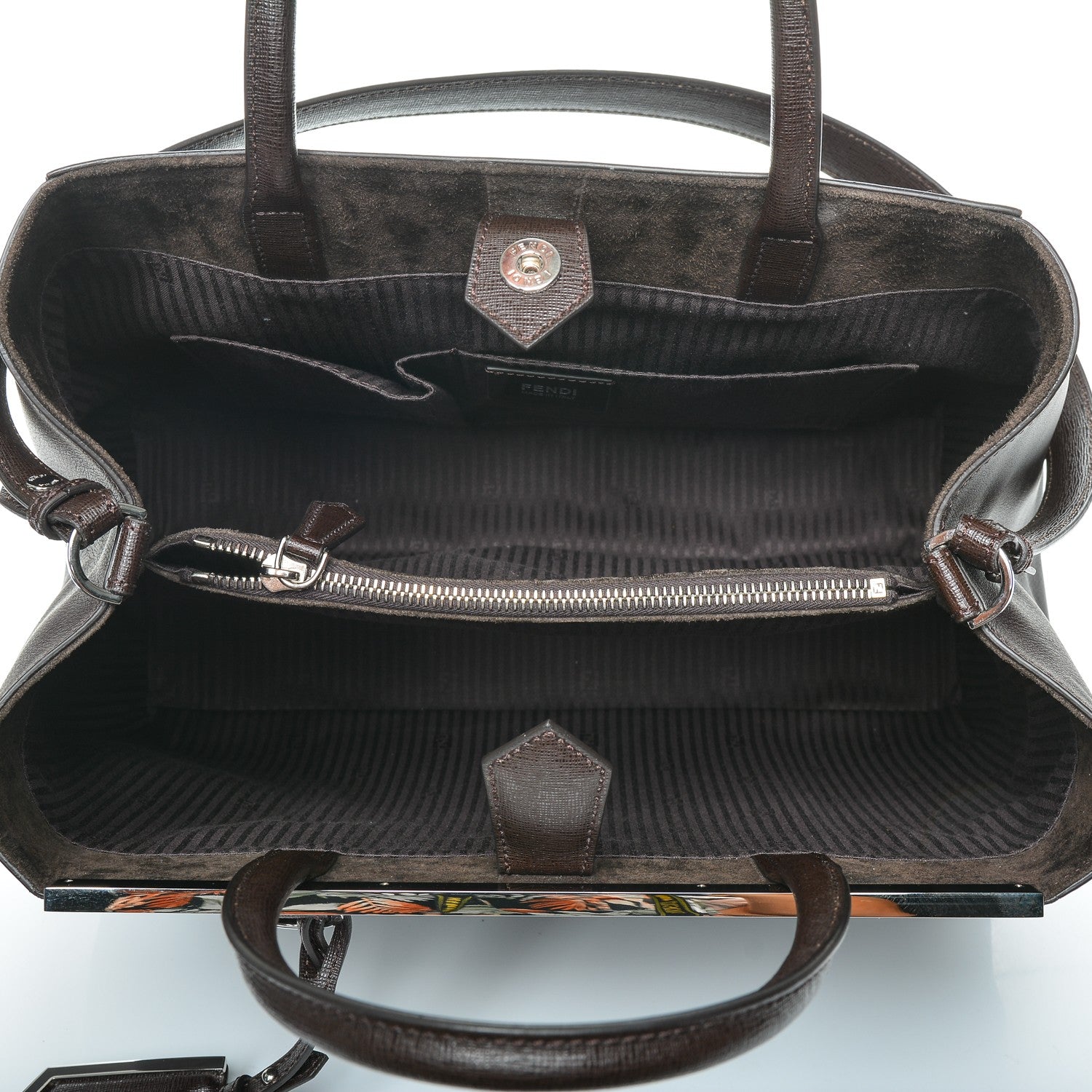 Fendi Vitello Elite Regular 2Jours Tote Caffe Noir 12 of 14