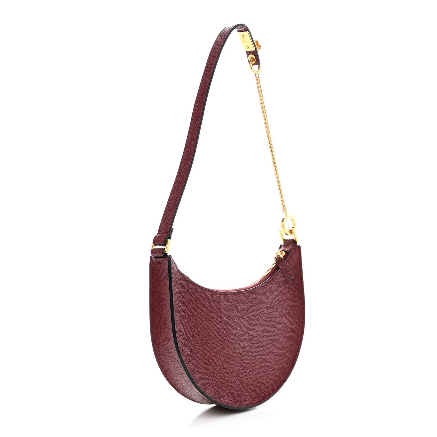 Grainy Calfskin Mini Vlogo Hobo Cerise
