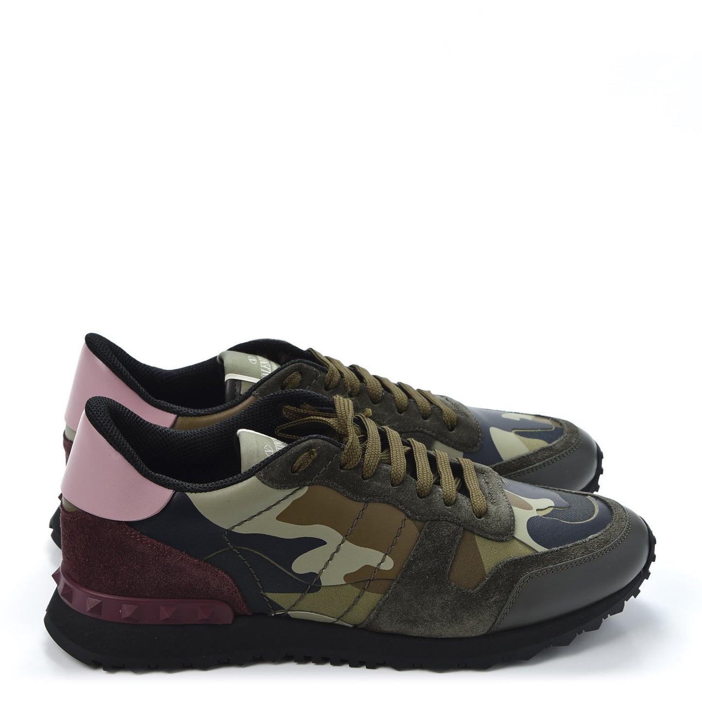 Nappa Suede Camouflage Mens Rockrunner Sneakers 42 Marine Army Green Cerise