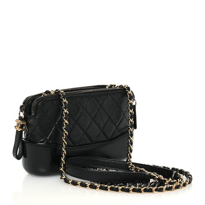 Chanel Aged Calfskin Quilted Small Gabrielle Clutch With Chain Black 2 of 15