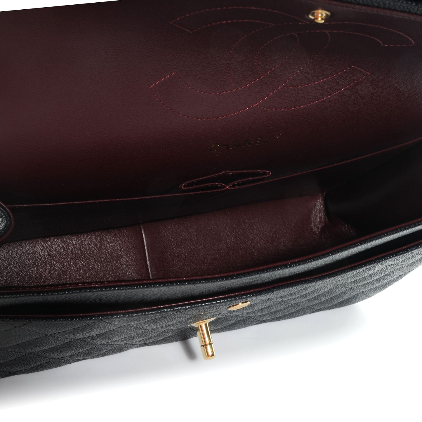 Caviar Quilted Jumbo Double Flap Black