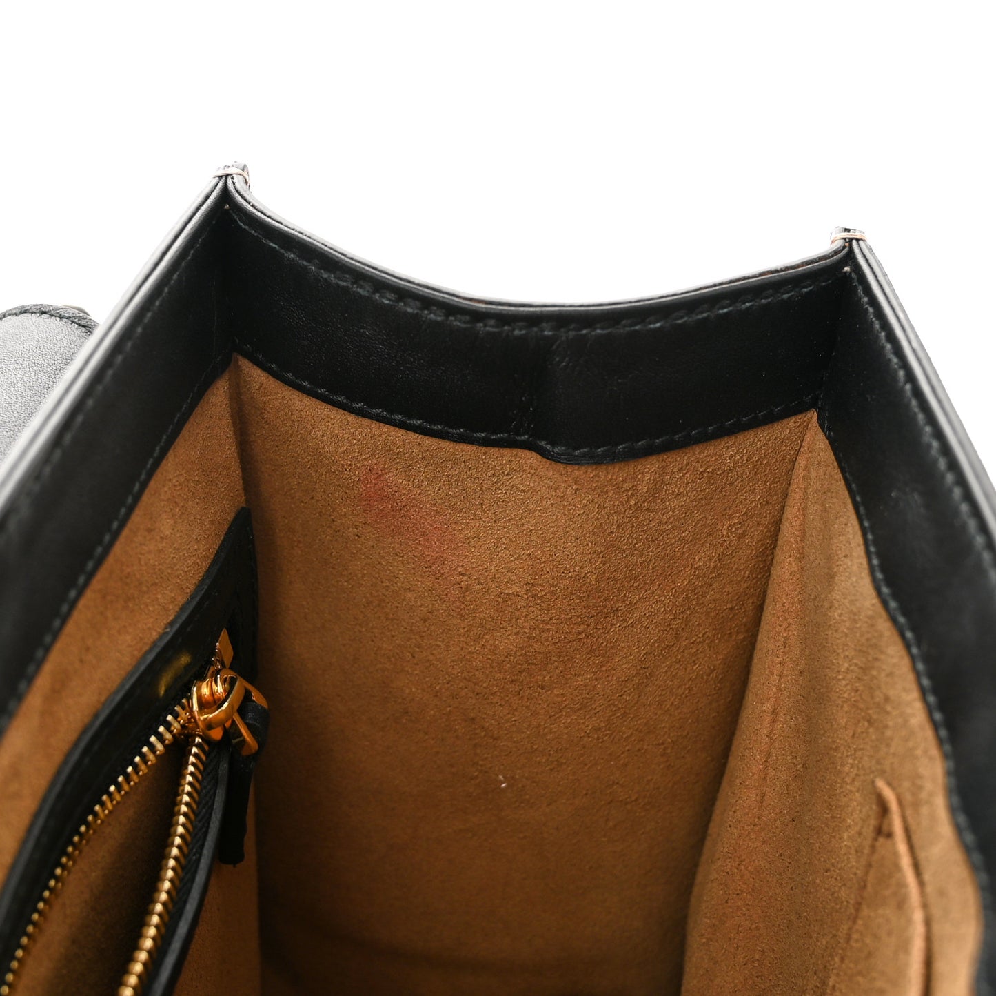 GG Supreme Monogram Calfskin Small Padlock Top Handle Bag Beige Black Cuir