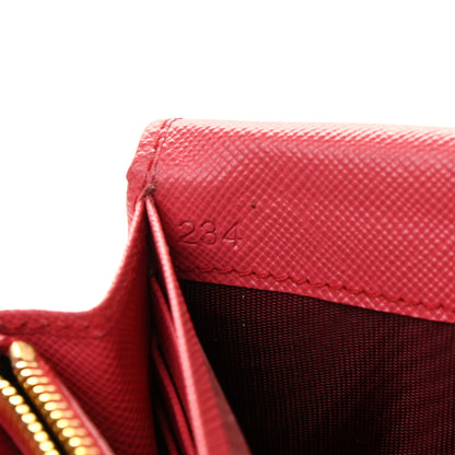 Prada Saffiano Metal Continental Flap Wallet Fragola 7 of 15