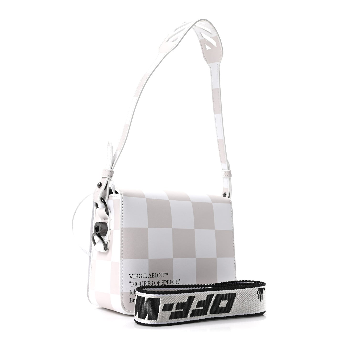 Calfskin Figures of Speech Binder Clip Bag White Beige
