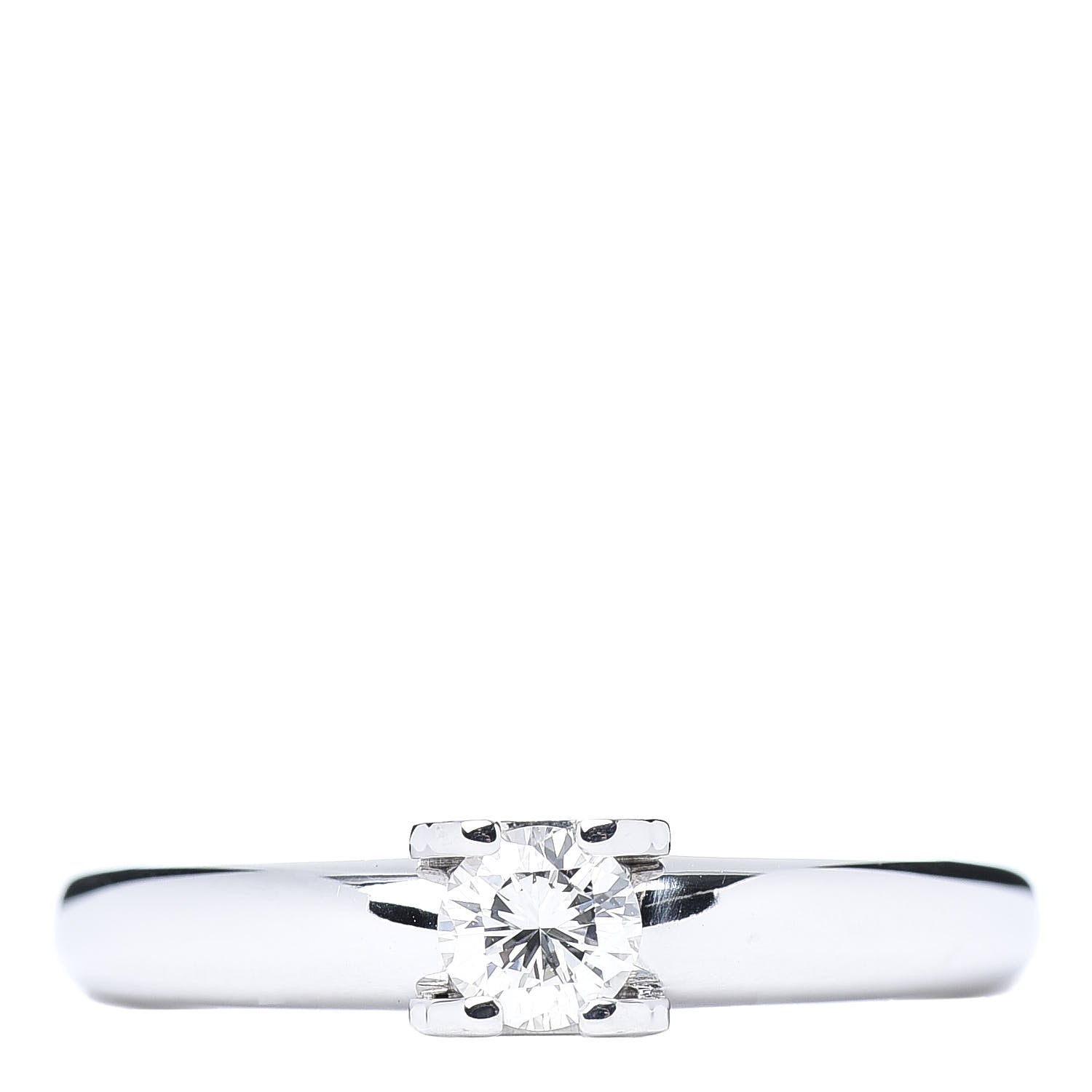 Cartier 18K White Gold Diamond .25ct C De Solitaire Ring 50 5.25 1 of 5