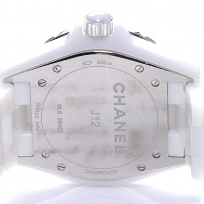 Chanel Stainless Steel Ceramic Diamond 38mm J12 Automatic Watch White 3 of 5