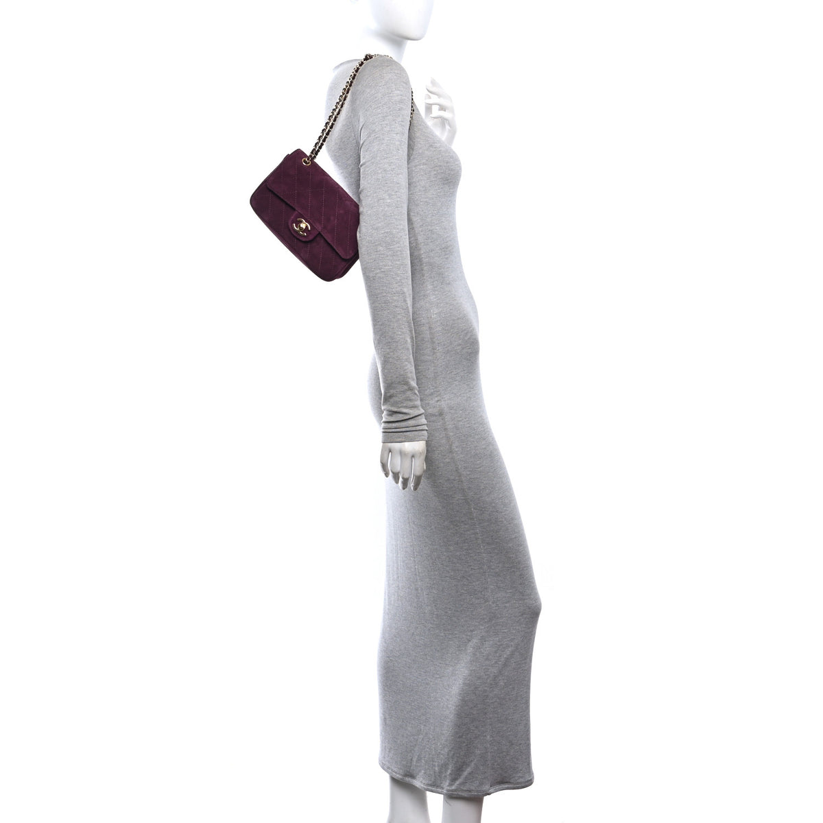 Suede Calfskin Mini Souplissimo Flap Burgundy