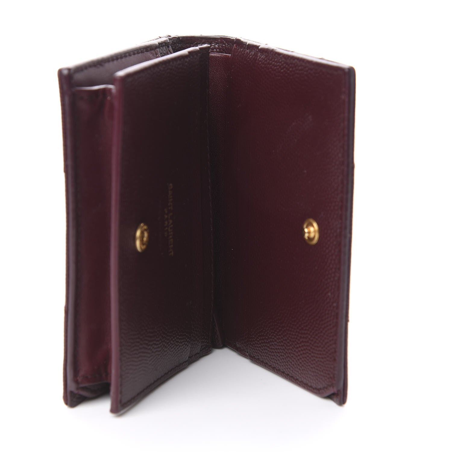 Saint Laurent Grain De Poudre Matelasse Chevron Monogram Card Case Bordeaux 5 of 8