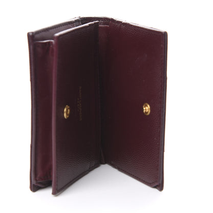 Saint Laurent Grain De Poudre Matelasse Chevron Monogram Card Case Bordeaux 5 of 8