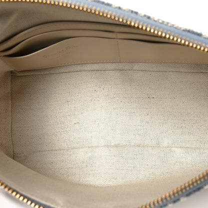 Christian Dior Chambray Raffia Effect Oblique DiorStar Hobo Bag Blue Light Biscuit 5 of 10