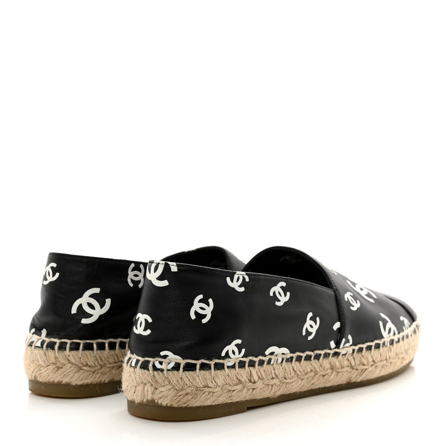 Lambskin Printed CC Espadrilles 40 Black White