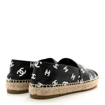 Chanel Lambskin Printed CC Espadrilles 40 Black White 4 of 10
