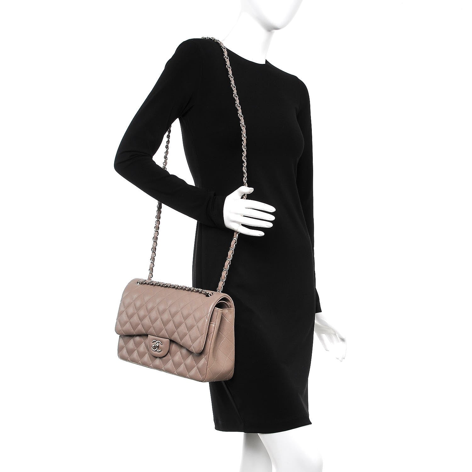 Chanel Caviar Quilted Jumbo Double Flap Taupe 2 of 7
